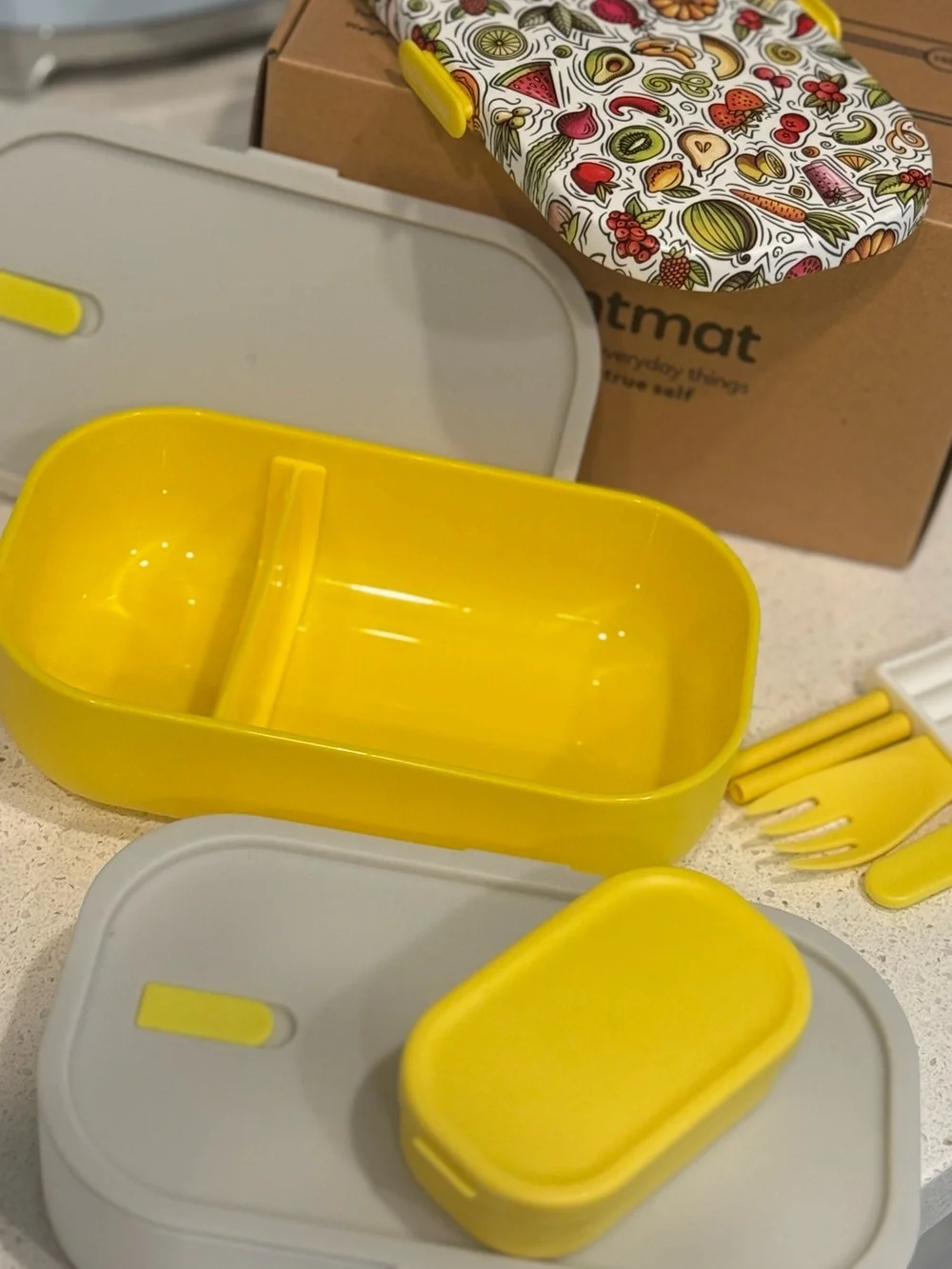 Yellow & White Decorative Bento Lunch Box